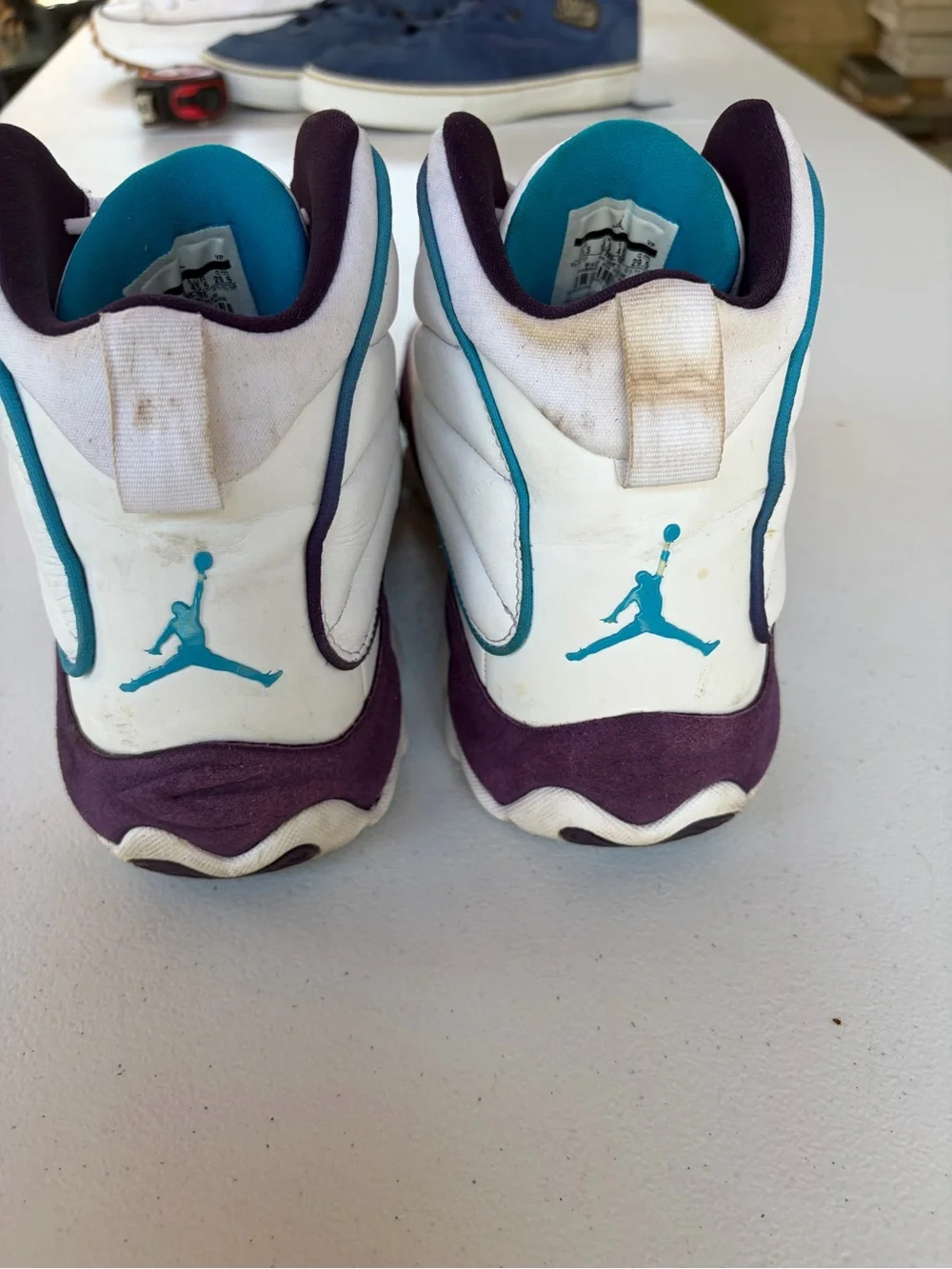 Jordan Men's White Teal and Black Basketball Sneakers